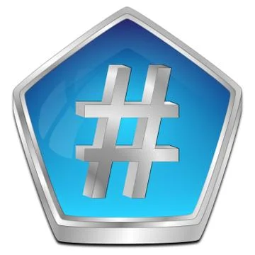 Hashtag Button - 3D illustration Stock Illustration