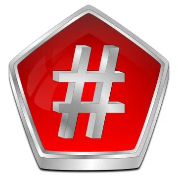 Hashtag Button - 3D illustration Illustrazione stock