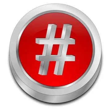 Hashtag Button - 3D illustration Stock Illustration