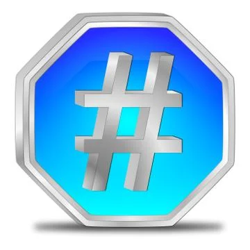 Hashtag Button - 3D illustration Stock Illustration
