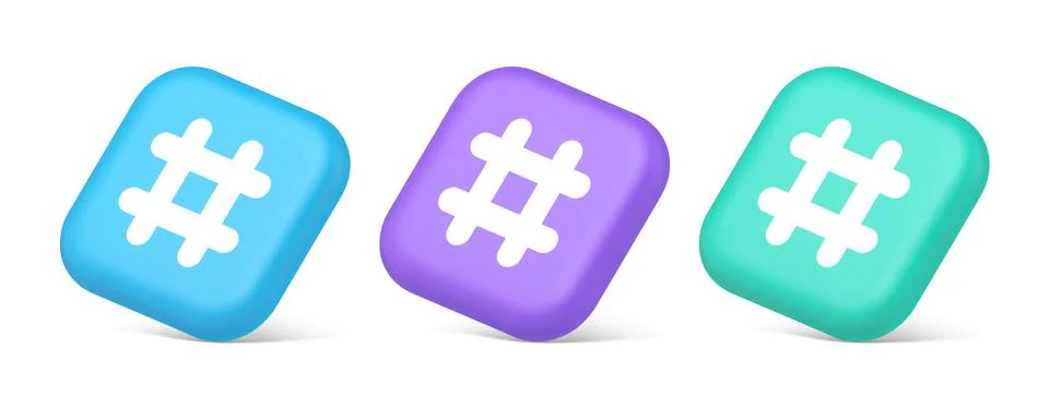 Hashtag button social network media communication symbol internet message k.. Illustrazione stock