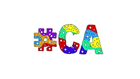Hashtag #CA. Colorful animated text isolated on White background. 4K video Stock-Footage 163869372