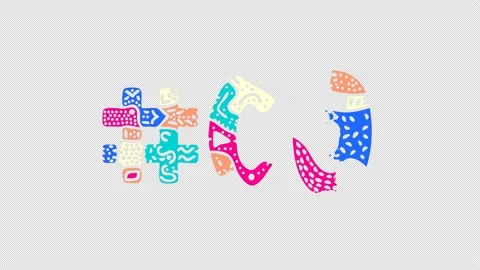Hashtag #CO. Animated text. Transparent Alpha channel, 4K video. Colored fun Stock Footage 163869243