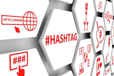 HASHTAG concept cell background 3d illustration Stock Illustration