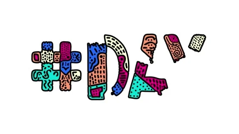 Hashtag #DAY. Animated text isolated on White background, 4K video. Stock Footage 160390871