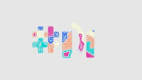 Hashtag #DP. Animated text. Transparent Alpha channel, 4K video. Colored funn Stock Footage 159467587