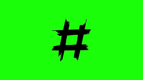 Hashtag Formation Brush Stroke Symbol Zooming on Green Background Stock Footage 301648002