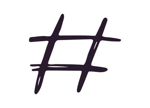 Hashtag Hand Drawn Marker Doodle Isolated on White Background Stock Illustration