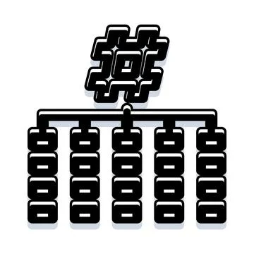 Hashtag hierarchy organizing content categorization structure Illustrazione stock