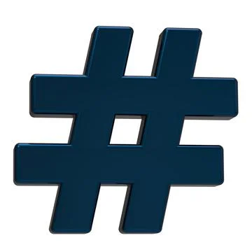Hashtag icon isolated on white background. 3D Illustration. Stock Illustration