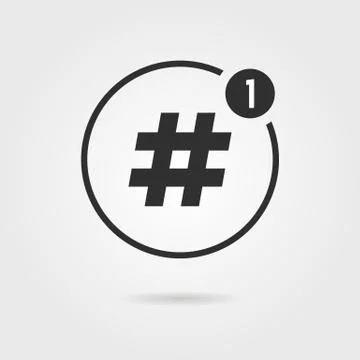 Hashtag icon with notification Stock Illustration