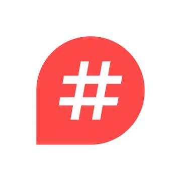 Hashtag icon in red bubble Stock Illustration
