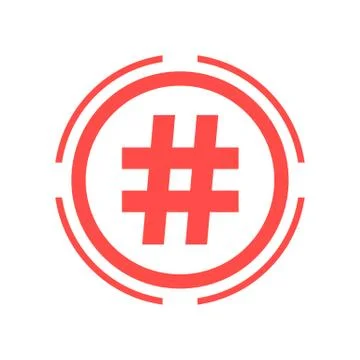 Hashtag icon in red double circle Stock Illustration