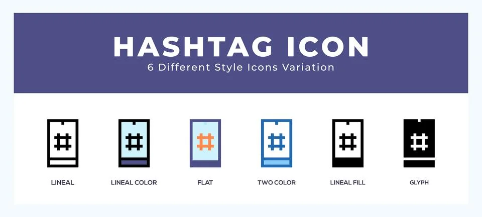 Hashtag icon set. Design elements for logo Illustrazione stock