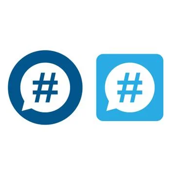 Hashtag icon set in speech bubble. Vector illustration, flat design. Stock Illustration