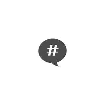Hashtag icon in speech bubble. concept of number sign, social media and web c Stock Illustration