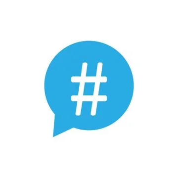 Hashtag icon in speech bubble. Vector illustration, flat design. Stock Illustration