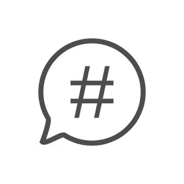 Hashtag icon in speech bubble. Vector illustration, flat design. Illustrazione stock
