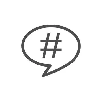 Hashtag icon in speech bubble. Vector illustration, flat design. Stock Illustration