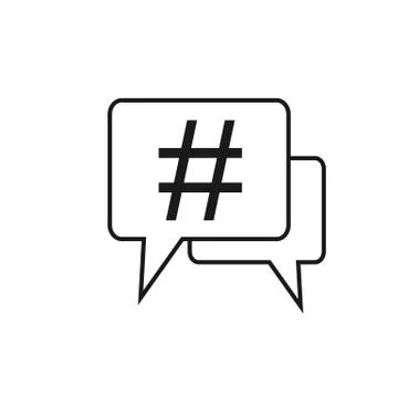 Hashtag icon in speech bubble. Vector illustration, flat design. Stock-Illustration