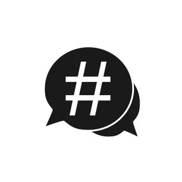 Hashtag icon in speech bubble. Vector illustration, flat design. Stock Illustration
