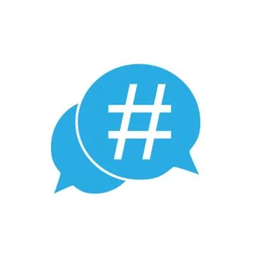 Hashtag icon in speech bubble. Vector illustration, flat design. Illustrazione stock
