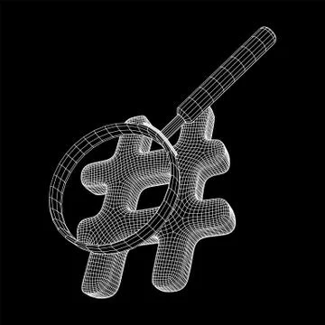 Hashtag icon wireframe low poly mesh Stock Illustration