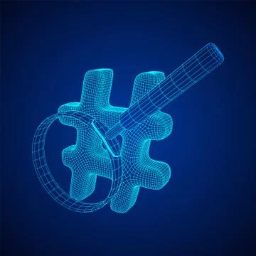 Hashtag icon wireframe low poly mesh Stock Illustration