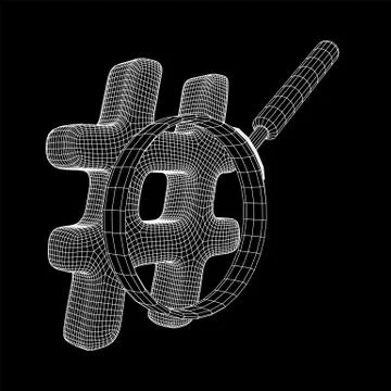 Hashtag icon wireframe low poly mesh 스톡 일러스트