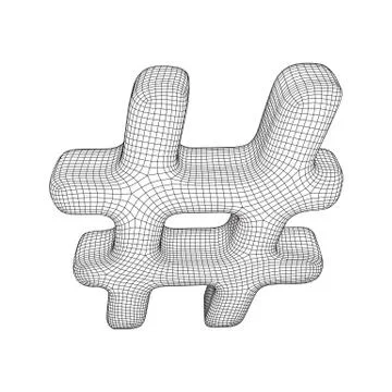 Hashtag icon wireframe low poly mesh Stock Illustration