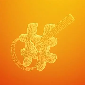 Hashtag icon wireframe low poly mesh Stock Illustration