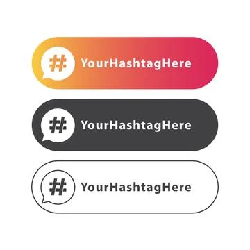 Hashtag label, message bubbles with place for your text. Vector logo icon Stock Illustration