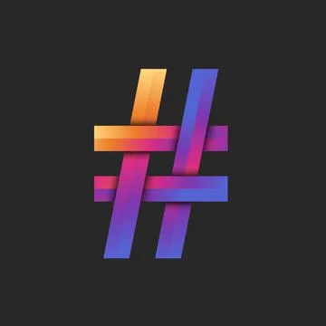 Hashtag logo 3d trendy gradient design is a metadata tag that is prefaced by  Illustrazione stock