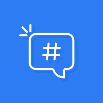 Hashtag logo in linear white bubble Stock Illustration