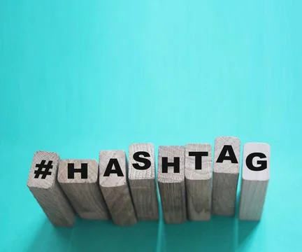 HASHTAG made with building blocks. Web searching concept Stock Photos