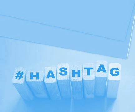 HASHTAG made with building blocks. Web searching concept Stock Photos