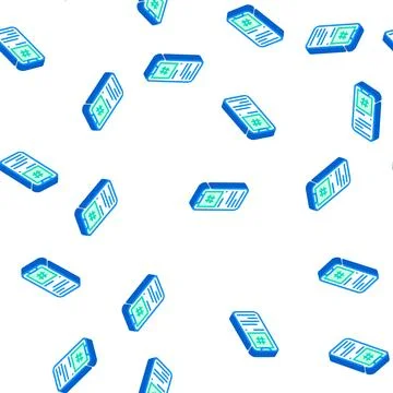 Hashtag mobile screen isometric icon seamless pattern Stock Illustration