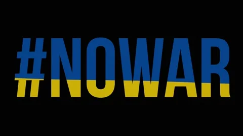 Hashtag nowar. Armed conflict between Russia and Ukraine. War. Ukrainian flag Stock Footage 170923756