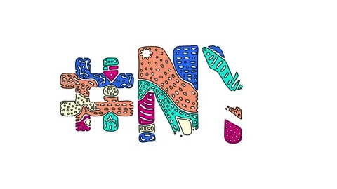 Hashtag #NY. Animated text isolated on white background, 4K video. Video stock 157992062