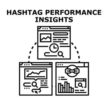 Hashtag performance insights concept displaying digital marketing analytics Stock Illustration