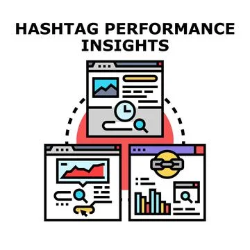 Hashtag performance insights concept displaying digital marketing analytics Stock Illustration