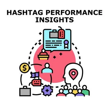 Hashtag performance insights generating social media analytics Stockillustratie