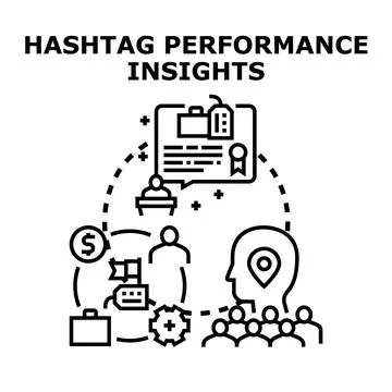 Hashtag performance insights generating social media analytics Stock Illustration