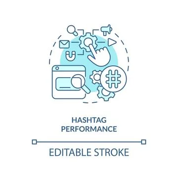 Hashtag performance turquoise concept icon Stock Illustration