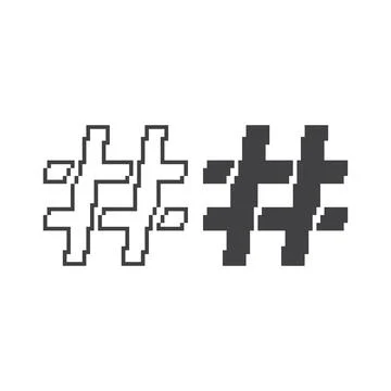 Hashtag. Pixel art 8 bit vector icon illustration Stock Illustration