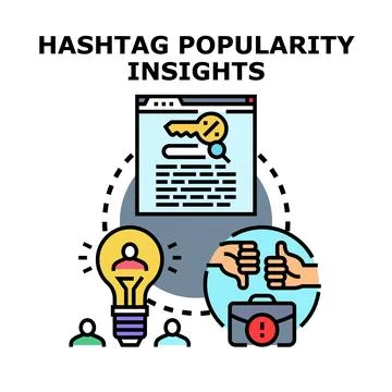 Hashtag popularity insights finding social media trends Stock Illustration