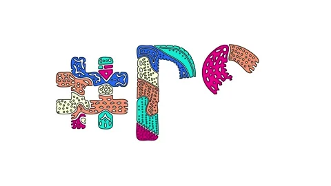 Hashtag #PS. Animated text isolated on white background, 4K video. Stock Footage 157992094