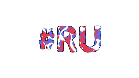 Hashtag #RU. Animated text isolated on White background. 4K video Stock Footage 163869405