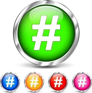 Hashtag set icons Stock Illustration
