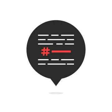 Hashtag with simple text in black bubble Stock Illustration